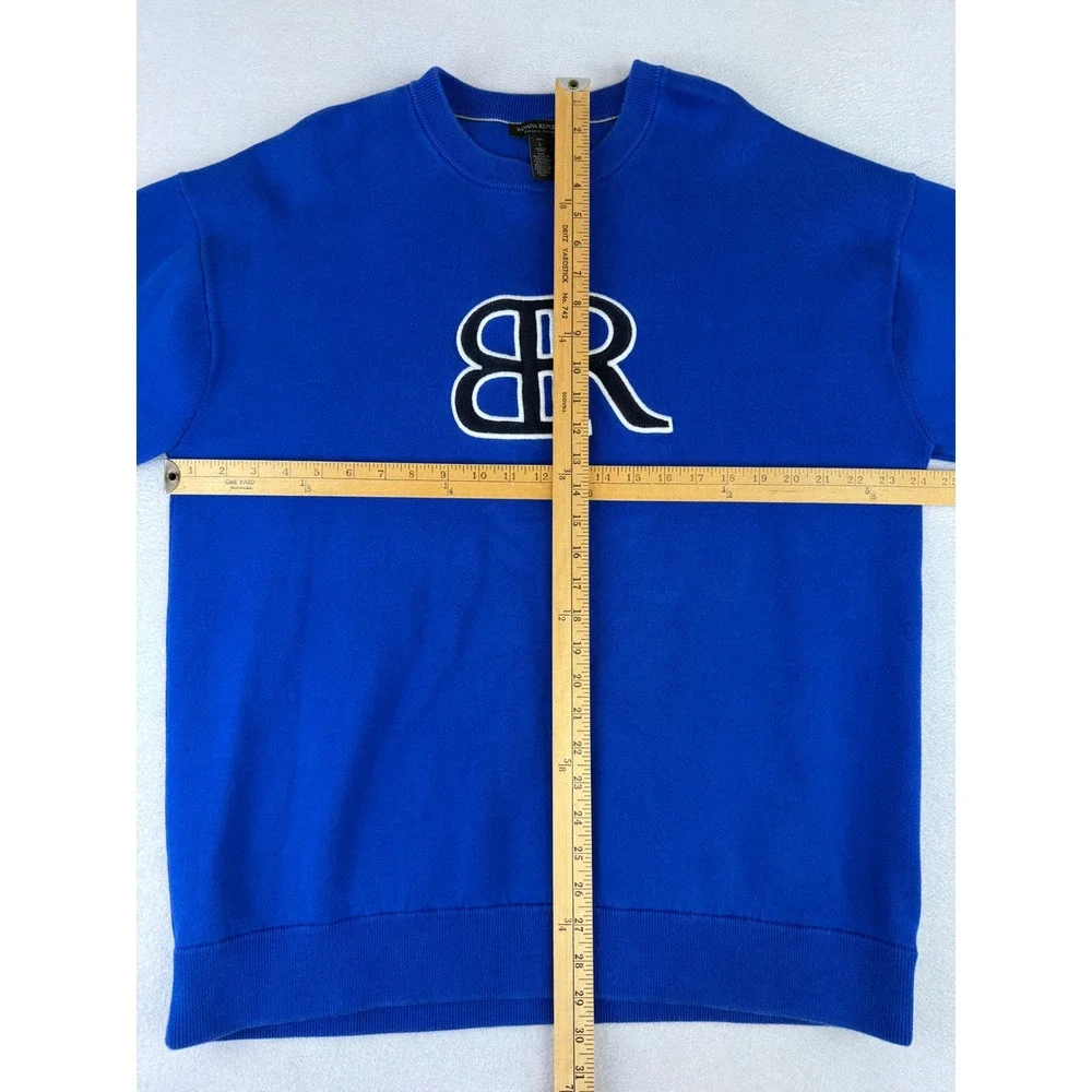 Banana Republic Sweatshirt Mens L Tall Blue Organic Cotton Logo Crewneck 771736